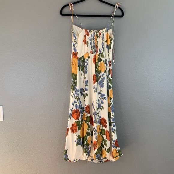 Floral Slip Midi Dress in Cream with Yellow & Red Blooms - Picture 3 of 9